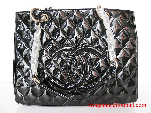 Replica Chanel Veau Ver Large Quilted Tote Bag 35626 black On Sale